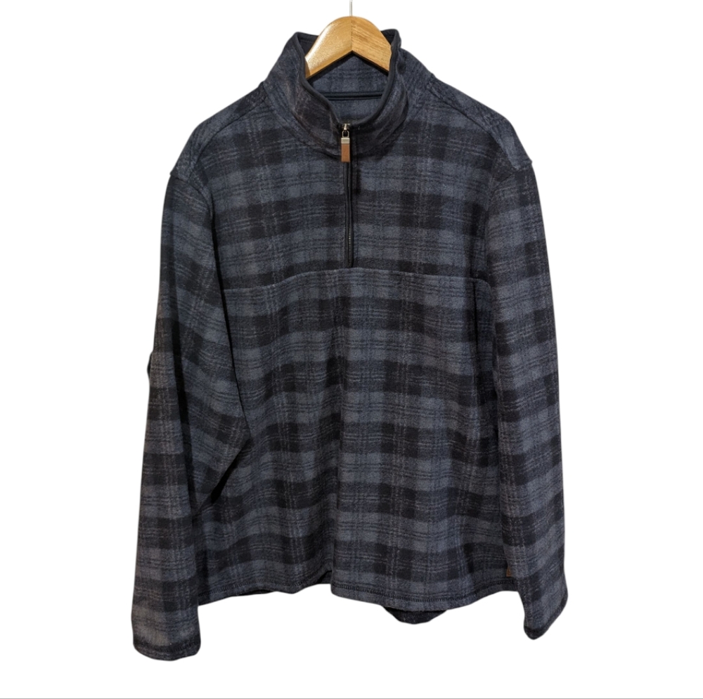 John Wayne Stock & Supply Quarter Zip Men's Blue Plaid Sweater Size XXL